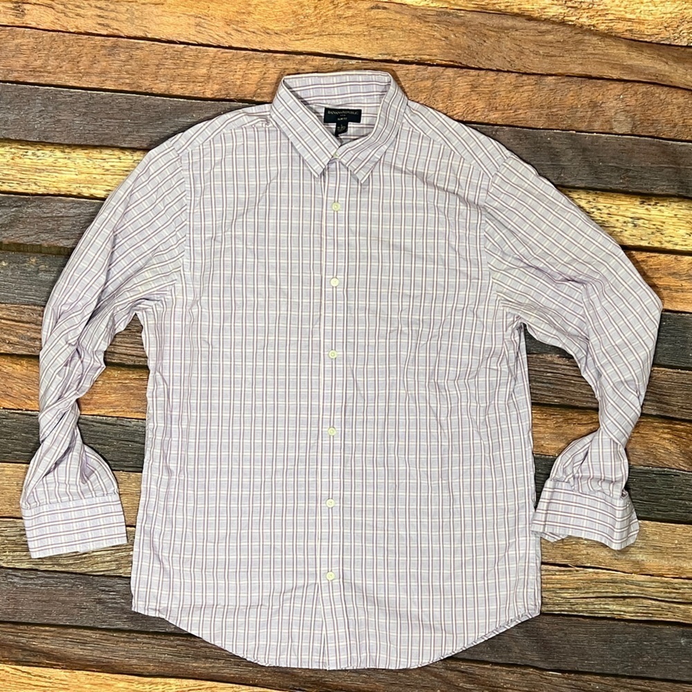 Banana Republic Purple Button Down Long Sleeve Mens Dress Shirt